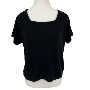 Vintage 90’s Herman Geist Knit Top‎ Square Neck Black Sweater Medium